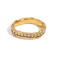 New Arrival Custom Jewelry 18k Gold Plated Wave Ring Zircon Rings Stainless Steel Rings Jewelry for Women