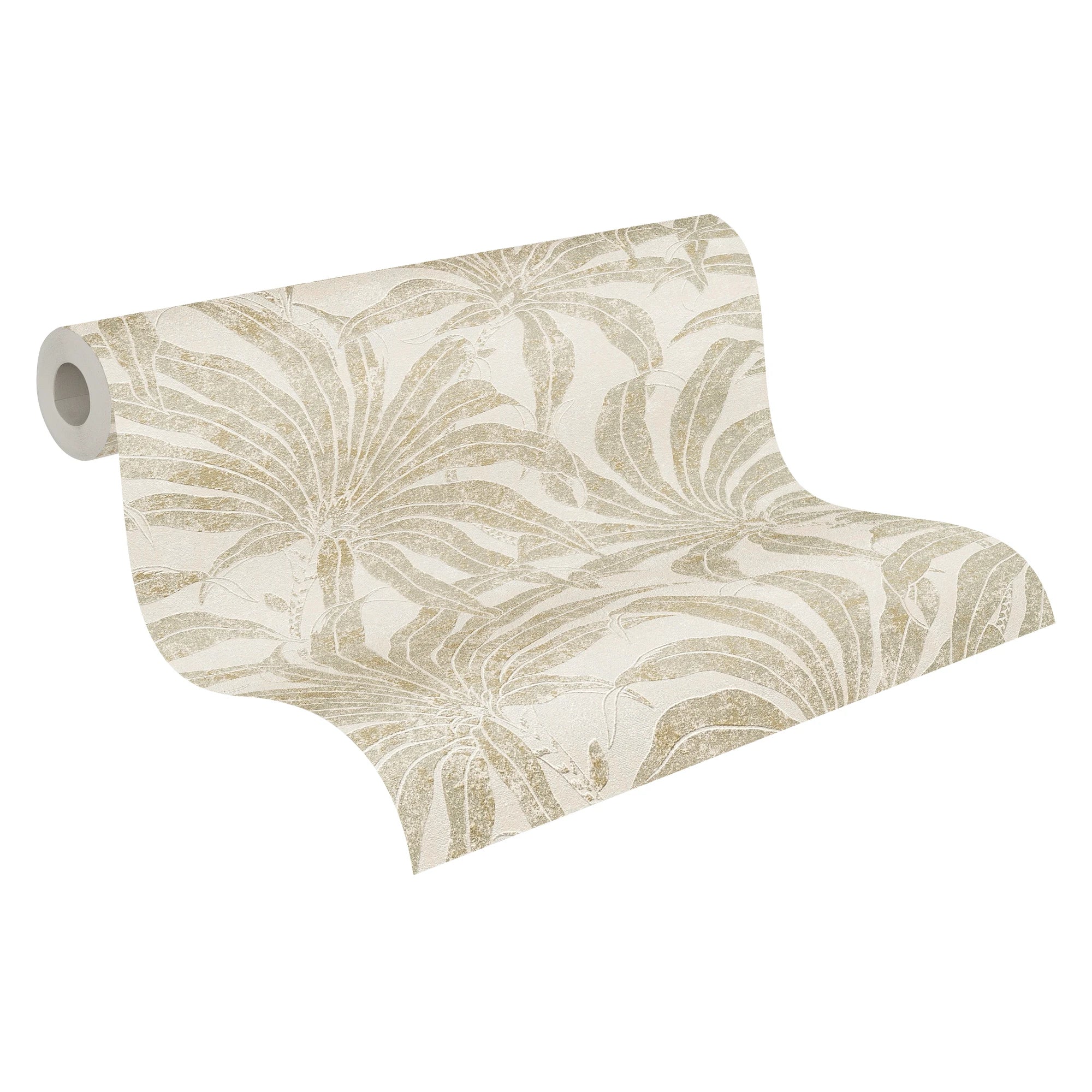 Made in Germany - Wallpaper rolls Plants Beige Gold Silver - Non Woven Vinyl - Wallpaper Jungle for Walls - 1005 x 053 m