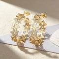 QIKU New Fashion Star Shape Punk Big Hoop Top Quality Copper Zircon Earrings Women Girls Best Party Wedding Lucky Jewelry Gift