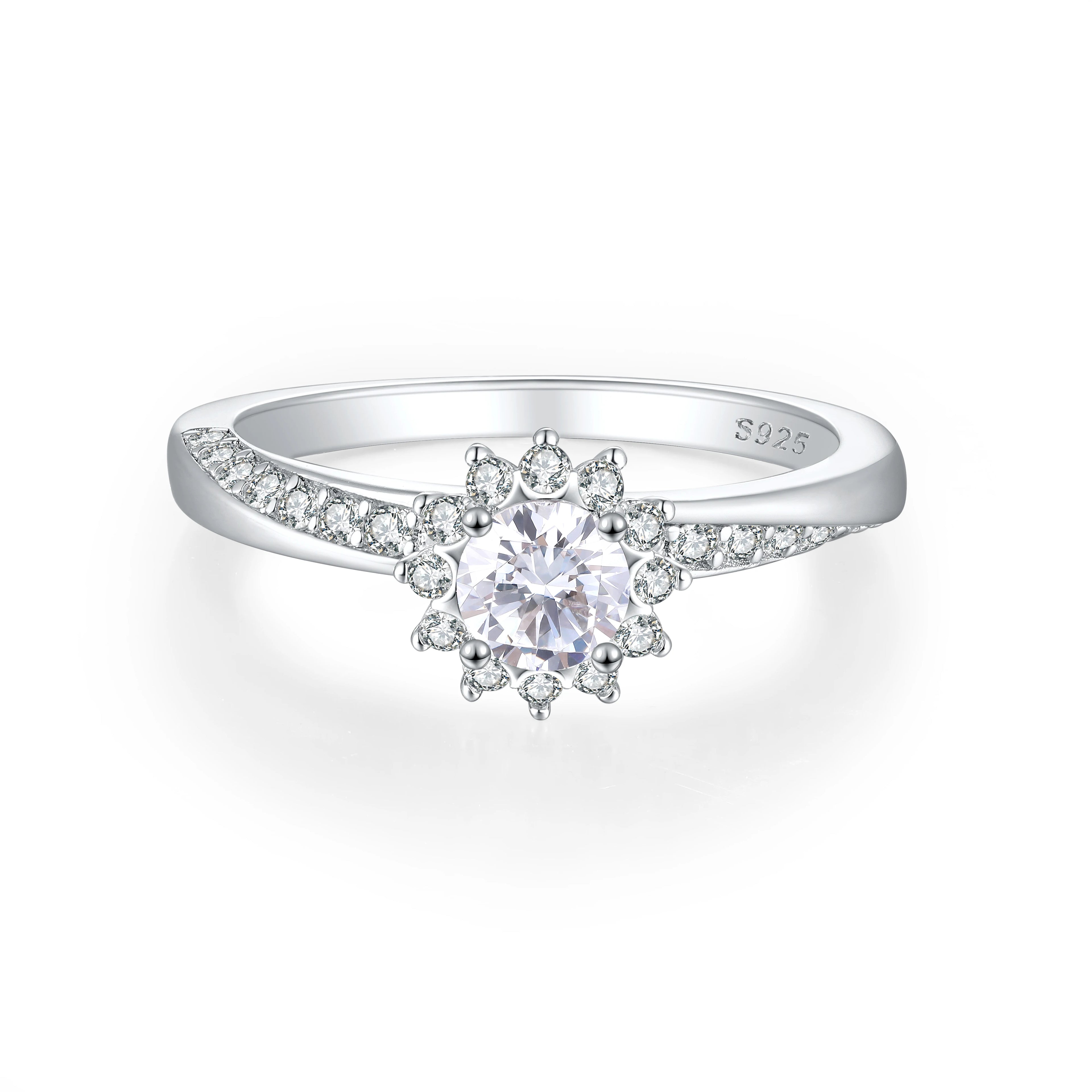 Women's 925 Sterling Silver Zircon Engagement Wedding Party Rings Rhodium Plated Hip Hop Fashion Wholesale