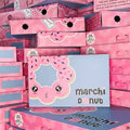 Eco-Friendly Pink Donuts Paper Box Cake for Cookies Macarons Waffle Crepe Bakery Pastry Catering Snake Bagel Lunch Matt Laminati