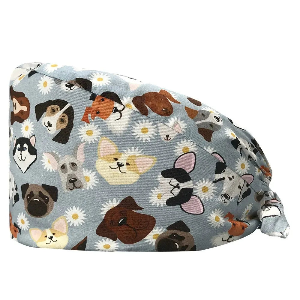 Chef Hat Unisex Scrub Caps for Medical Women Men Hair Beard Covers Adjustable Surgical Cap with Cotton Sweatband Multi Color