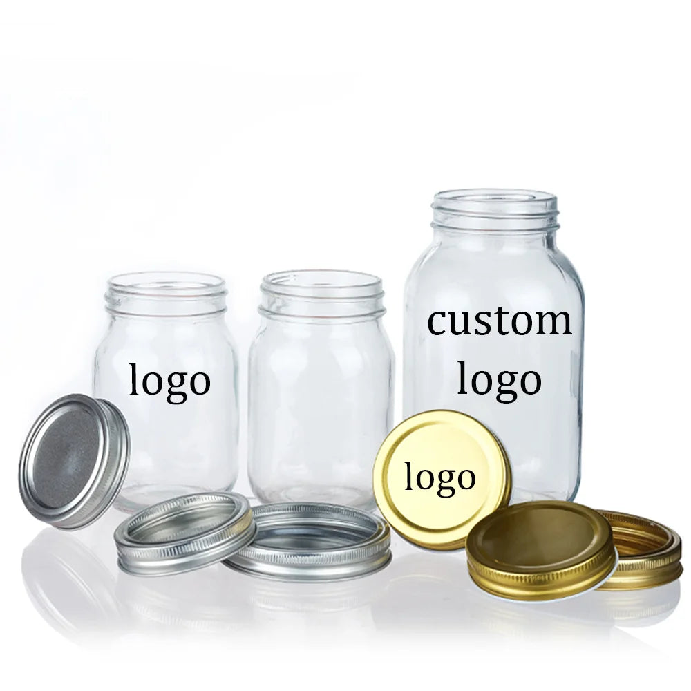 Custom 5oz 8oz 12oz 16oz 25oz 32oz Empty Clear Canning Food Storage Mini Ball Glass Mason Jar with Lids for Canning