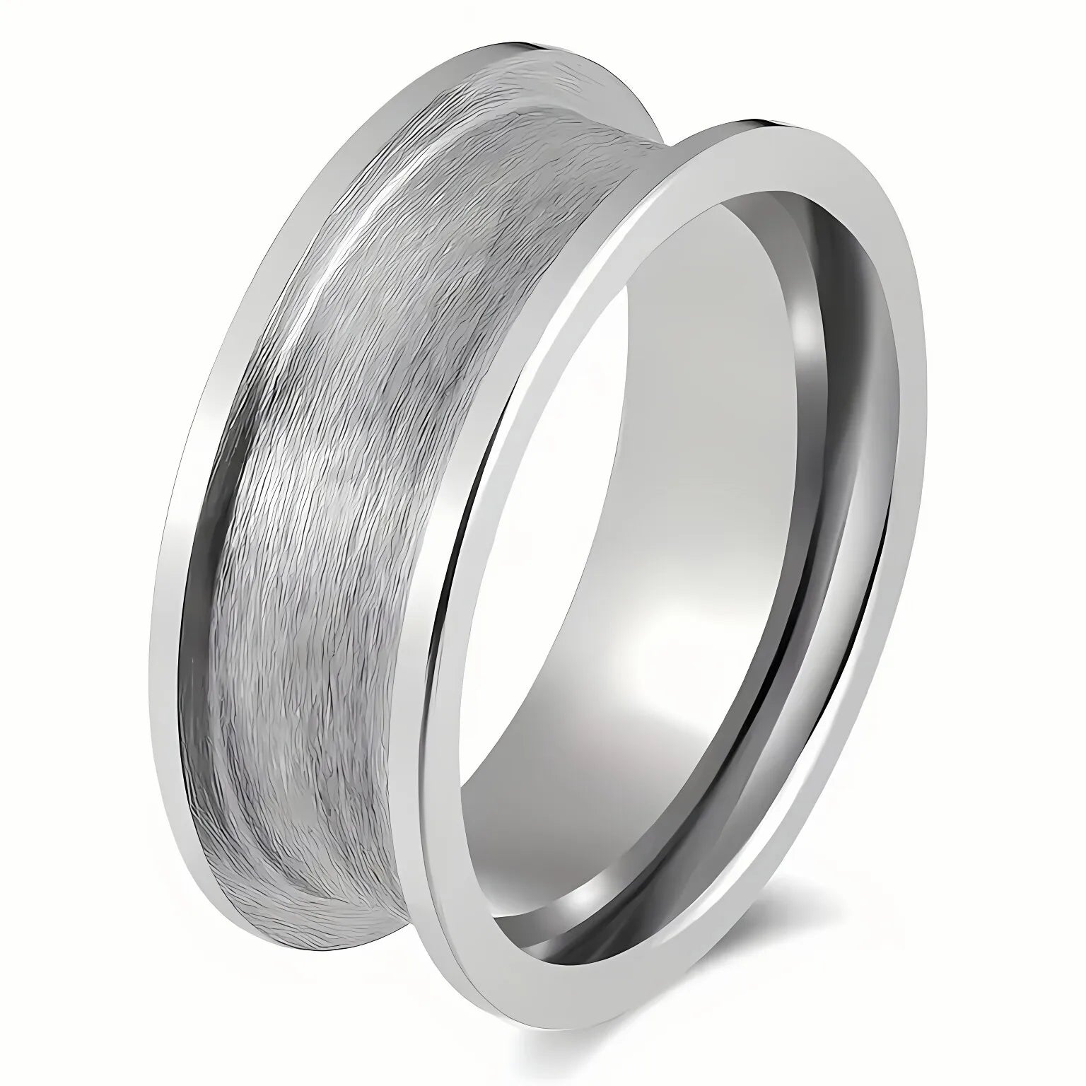 Poya Unisex Hammered 6mm 8mm Tungsten Beveled Edge Ring Core Blank Inlay Christian Engagement Gift