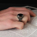 Turkish 925 Sterling Silver Men's Ring Ottoman Style Fashion Jewelry Natural Stone Black Color Handmade Azuris VALKH1383