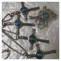 Caicai Turquoise Cross Necklace Pendant Stainless Steel Necklace Pendant for Men Retro Jewelry Women