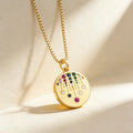 QIKU Wholesale New Design Fashion Rainbow Crystal Pendant Necklace Women Copper Zircon Gold Color Turkish Lucky Jewelry Gift