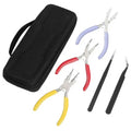 5-Piece Stainless Steel Jewelry Pliers Set Includes Nylon Nose Pliers Bent Nose 6 in 1 Wire Loop Pliers Pointed & Curved Tweezer