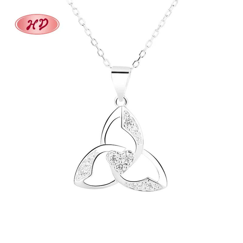 S925 Silver Celtic Knot Necklace Featuring Zircon Wholesale Intricate Handcrafted Jewelry Men'S 925 Silver Necklace