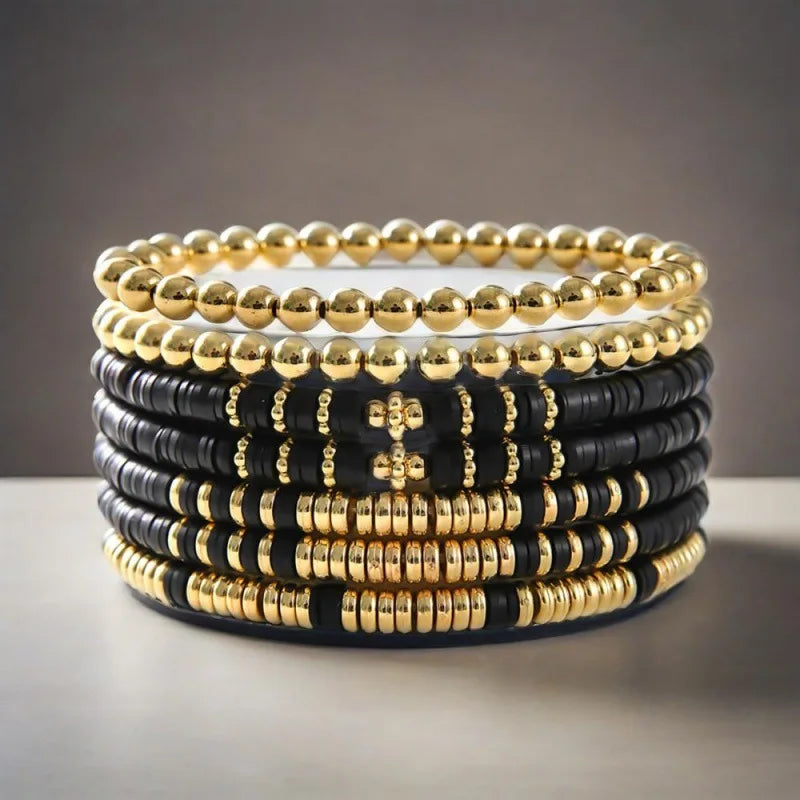 YL European American Hot Selling Women's Soft Clay Ball Beads Bracelet String Bohemian Simple Layered Combination Hand Jewelry
