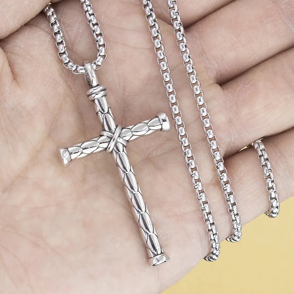 POP Jewelry 2025 Wholesale Stainless Steel Electroplated Stainless Steel Cross Pendant Necklace for Men Gothic Punk Retro Chain