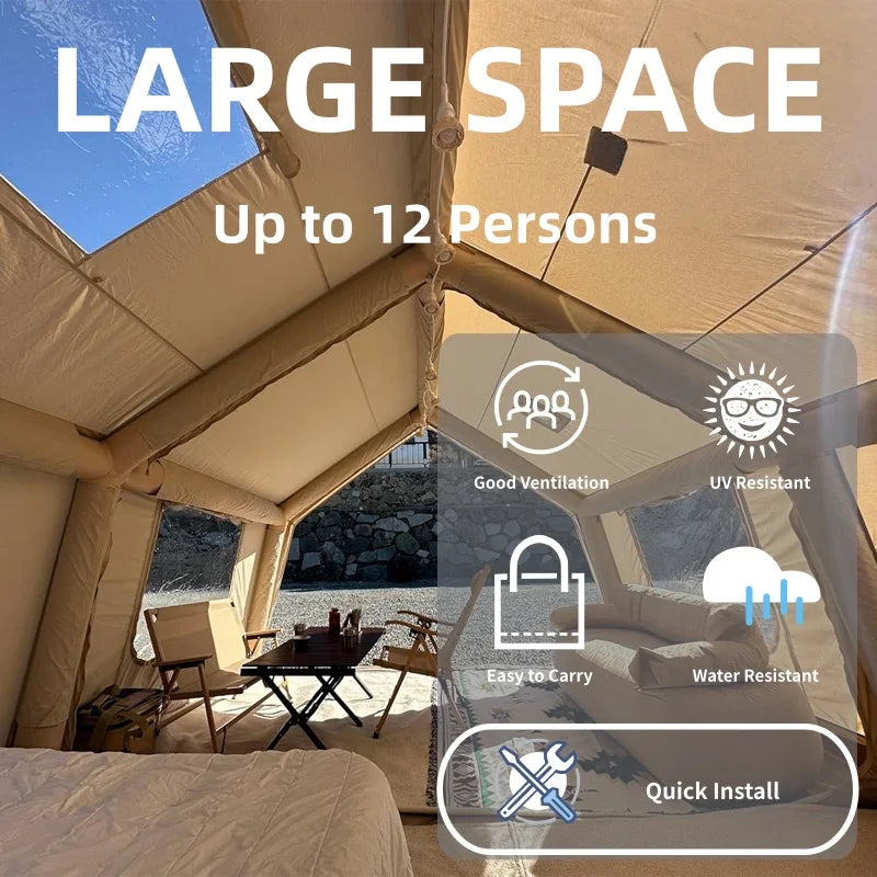 New Winter Seasons 6-8 Persons Waterproof Outdoor Inflatable Air Tents with Stove Jack and Pump for Arabic Family Camping