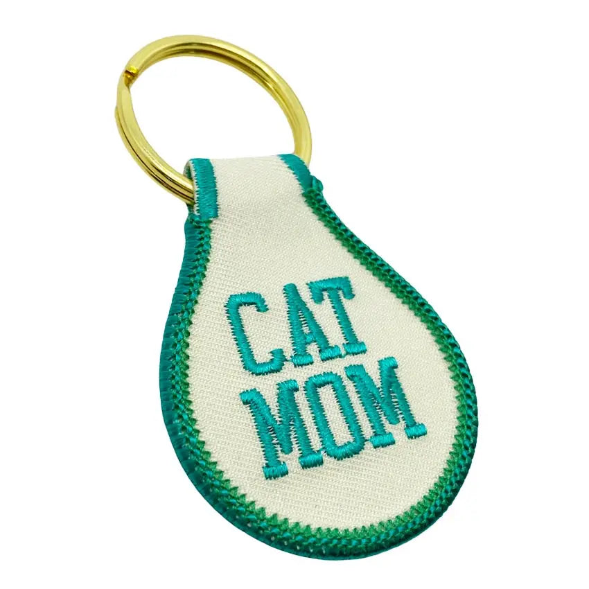 Promotional Mother Day Gift Custom Embroidery Cat Mom Keychain