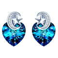 Trendy S925 Sterling Silver Heart Stud Earrings Moon Stars for Party Gift Featuring Zircon Stone