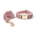 Velvet Rose Gold Heavy Duty Corduroy Metal Buckle Adjustable Pet Dog Collar and Leash & Leashes Velvet Set for All Size