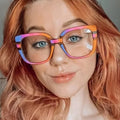 2025 Custom Logo Fashion Retro Women UV400 Colorful Leopard Square Computer Eyeglasses Frames Women Anti Blue Light Glasses