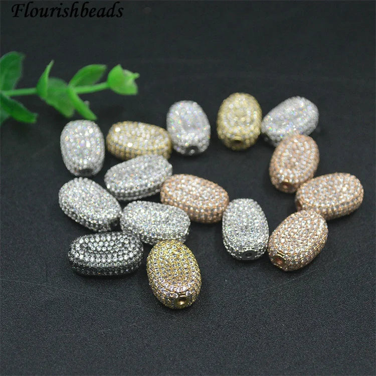 High Quality Nickel Free 13x20mm Geometric Rectangle Micro Pave Zircon Spacer Beads for Jewelry Bracelet Necklace Making