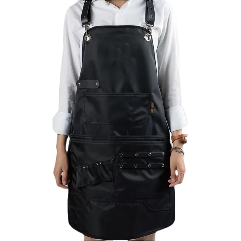 Waterproof PU Fabric Design Pocket Apron Barber Shop Restaurant Baking Beauty Salon Kitchen Accessories Cleaning Other Trades