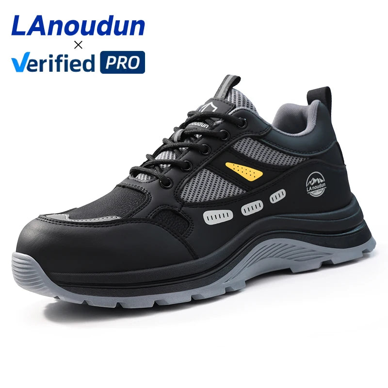 LAnoudun Unisex Safety Shoes Microfiber Upper Anti-Puncture Rubber Outsole Comfort and Safety Shoes