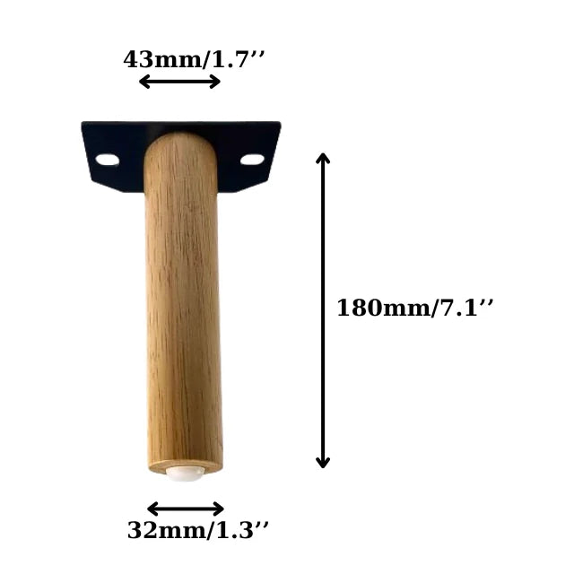 High-Durable Oak/Rubber Wood Sofa Leg with Unique Modern Iron Bracket Design Furniture Legs Product Category