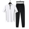 OEM custom logo embroidery printed design short-sleeved suit men's summer 2025 new men's zipper shorts trousers two-piece suit
