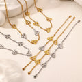 POP Stainless Steel Hollow Heart Bracelet Necklace Set Vacuum Plated Non Fading Non Allergic Jewelry Wholesale Fashion Accessory