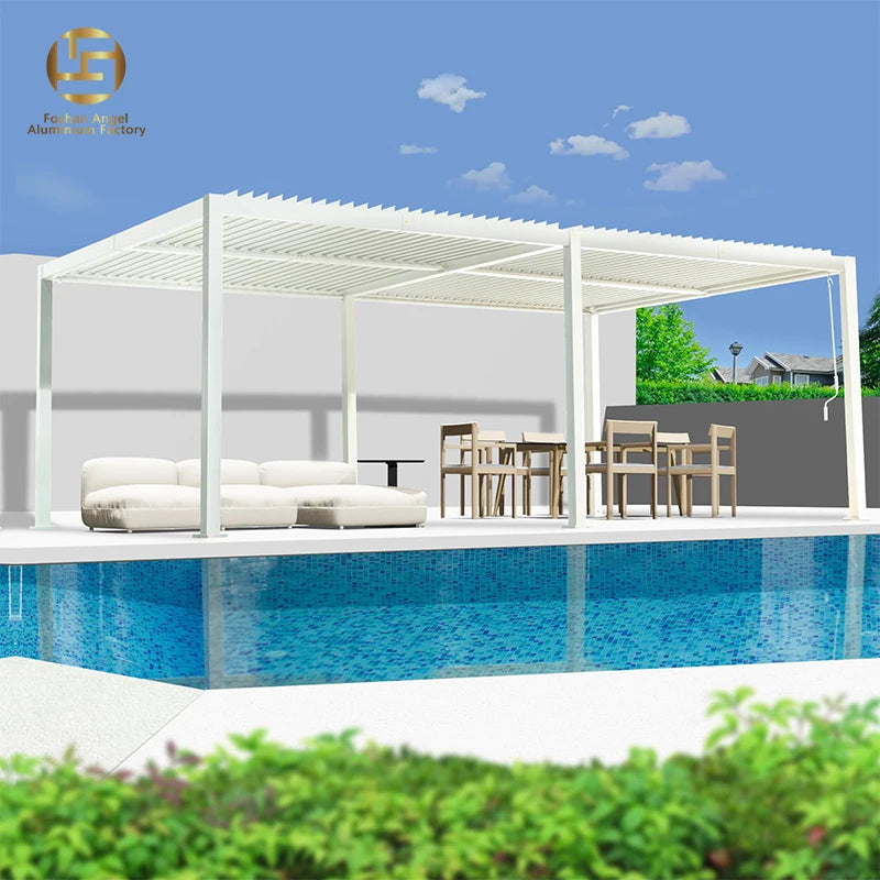 Elegant-looking Anti-rust Aluminum Pergola-All-season Automated Balcony Use 3x3m/4x4m/6x3m Sizes Eco-friendly & LED Lighting