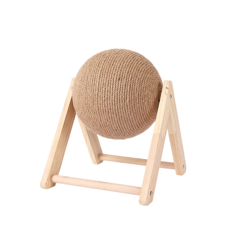 V-Shaped Interactive Cat Scratcher Solid Wood With Sisal Climbing and Play Features Sustainable and Eco-Friendly