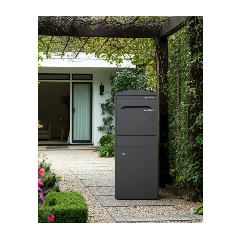 Modern Free Standing Steel Parcel Delivery Box Mailbox Waterproof Rustproof Anti-Theft Lock Post Compatible Customizable Size