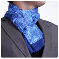 Exve Exclusive Blue Navy Shawl Pattern Digital Print Double-Sided Knitted Scarf AE3463