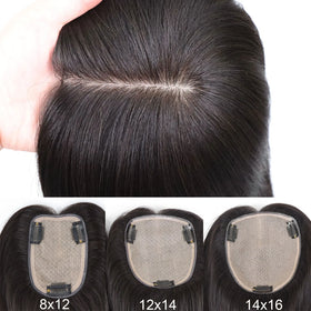 Silk Base Human Hair Women Toppers with Clips Breathable Natural Scalp Top Virgin Chinese Human Hair Pieces for Women