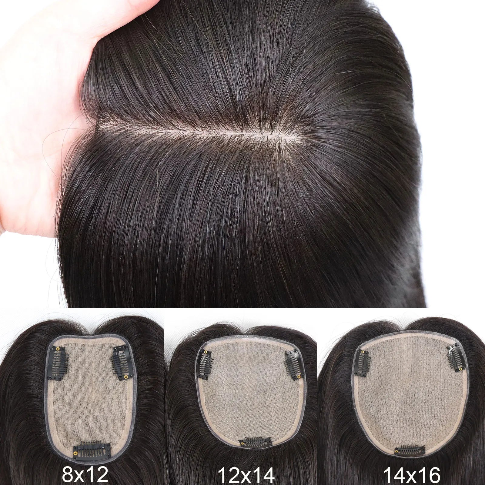 Silk Base Human Hair Women Toppers with Clips Breathable Natural Scalp Top Virgin Chinese Human Hair Pieces for Women