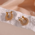 Luxury Pearl Hoop Earring 18K Gold Plated Stainless Steel Jewellery Earings for Women
