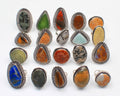 Indian Brass Silver Plated Healing Birthstone Assorted Ring For Women Wholesale Crystal Ring Assorted Multi Crystal Mixed Shape