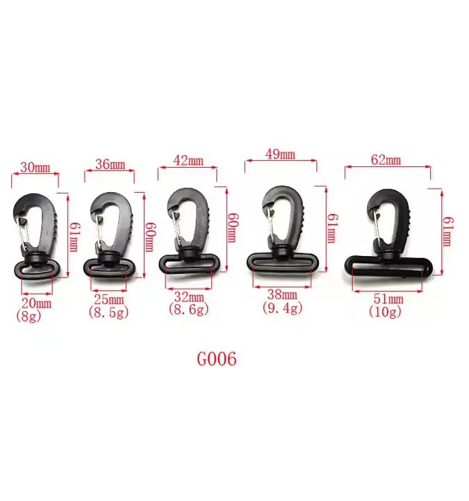 Classic Black Metal Clip Buckles Plastic Swivel Snap Hook for Backpack Belt Strap Keychain
