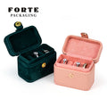 FORTE Custom Logo Pink High-end Classic Elegant Travel PU Leather Jewelry Case Organizer Holder Portable Storage Box Rings