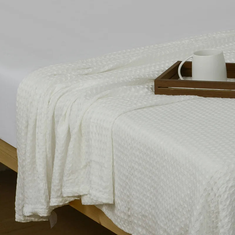 European Style Solid Color Air-Conditioned Sofa Bamboo Fiber Waffle Texture Cooling Blanket