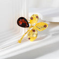 Weiman New Fashion Gold Four Leaf Clover Brooch Teardrop Crystal Diamond Botany Flower Pins Corsage Clothing Wedding Children