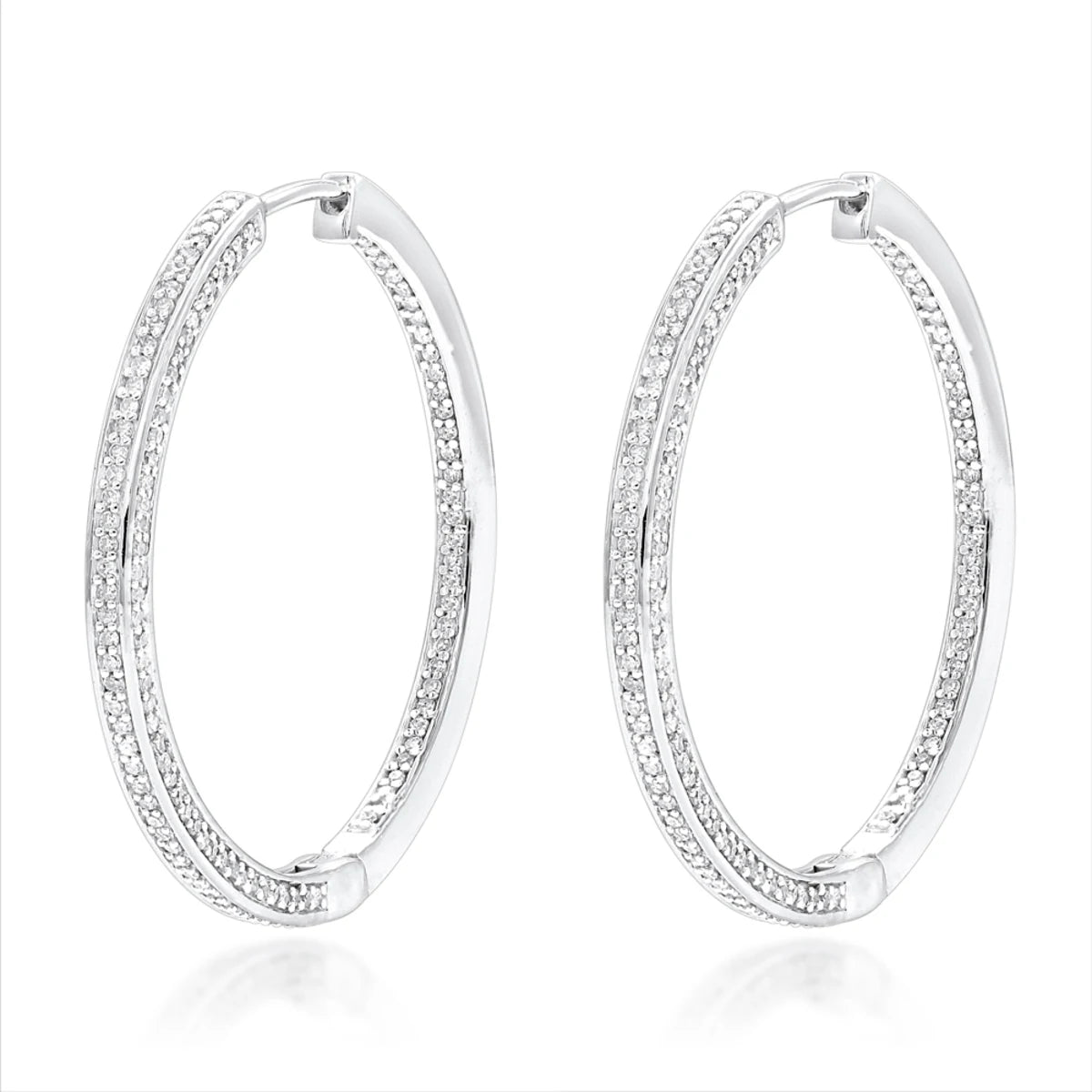 Export Quality Diamond Earing 14K White Gold Diamond Ring Inside Out 1 Carat Diamond Hoop Earrings for Women from India