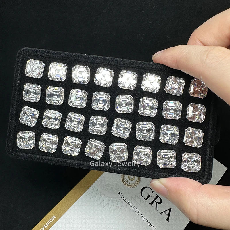 Def VVS Lab Created Asscher Cut Moissanite Stone Synthetic Gemstone Moissanite Loose Diamonds With GRA Certificate