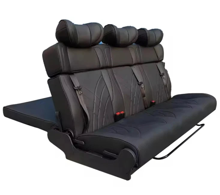 Factory Direct Customizable Three-Fold Leather Car Seat Reclining RV Van Bed for Motorhome for Camping and Caravaning
