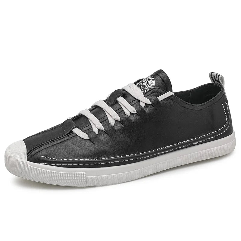 Factory Supplies Custom LOGO Service New Style Men's Flat Shoes Made of Top Layer Cow Genuine Leather Shoes