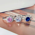 Plata De Ley Anillo High Quality Joyeria Alta Gama Fine Jewelry Factory Pink Colorful CZ Eternity Ring 925 Sterling Silver Ring