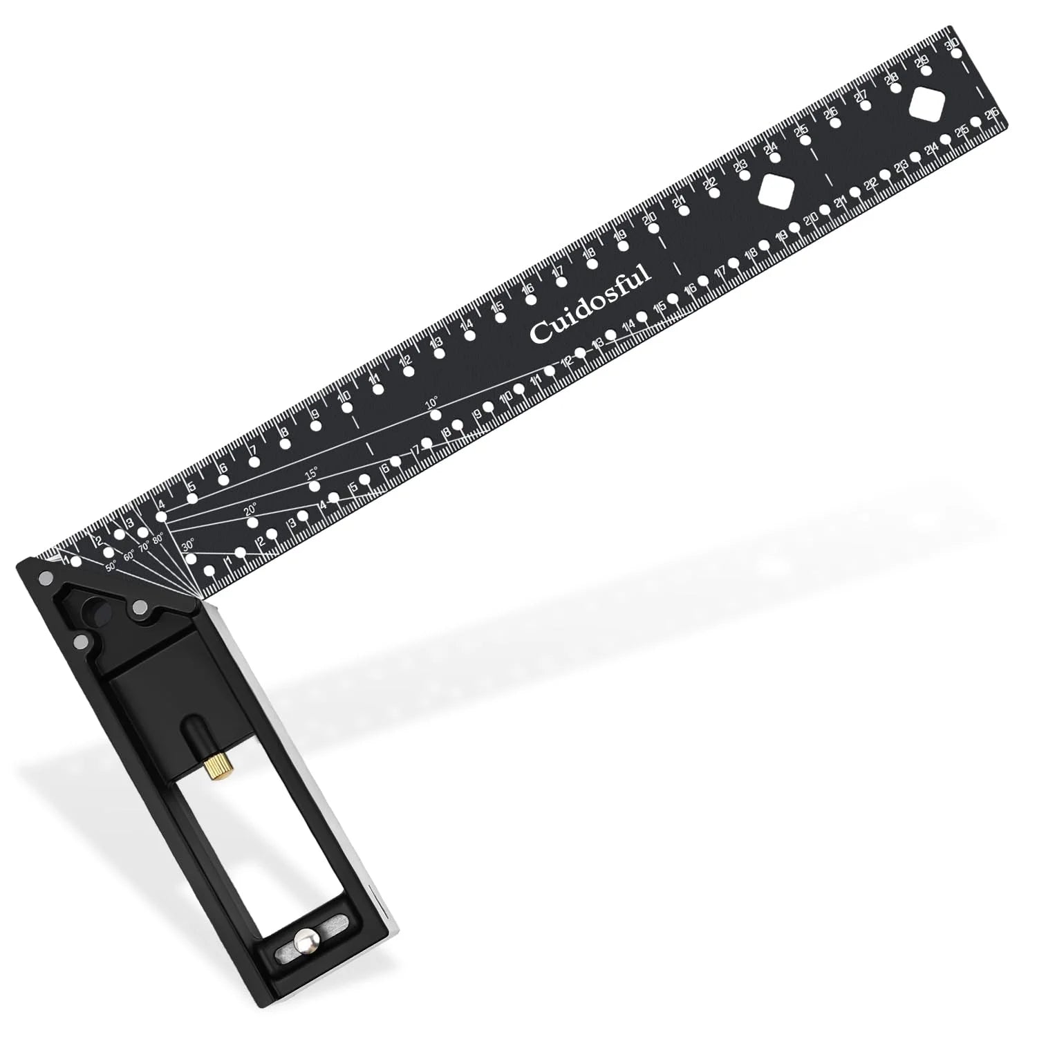 Professional Multifunctional 15.7 Inch L Square Aluminum Alloy Black Woodworking Right Angled Ruler Precise Multi-Angle OEM/ODM