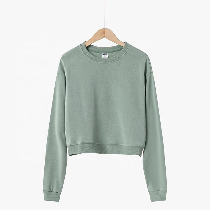 Custom logo Short Length Sweatshirts Winter Sweatshirt Womens Crew Neck Sweatshirts
