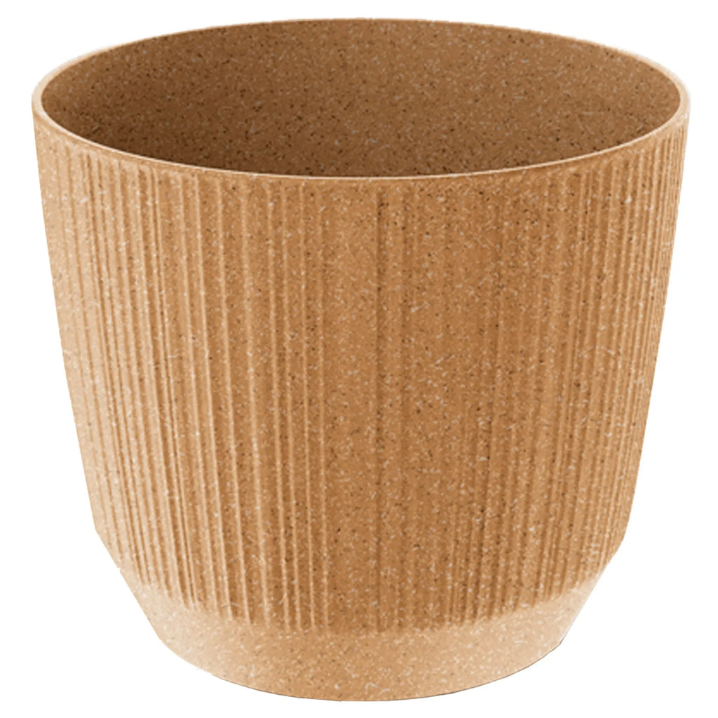 Ochre colored flower pot without reservoir RYFO ECO collection 19.5 x 19.5 x 17 cm 4L capacity.