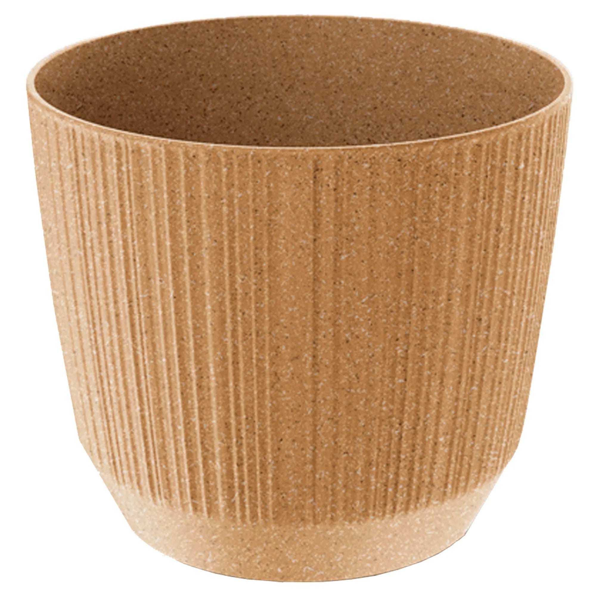 Ochre colored flower pot without reservoir RYFO ECO collection 19.5 x 19.5 x 17 cm 4L capacity.