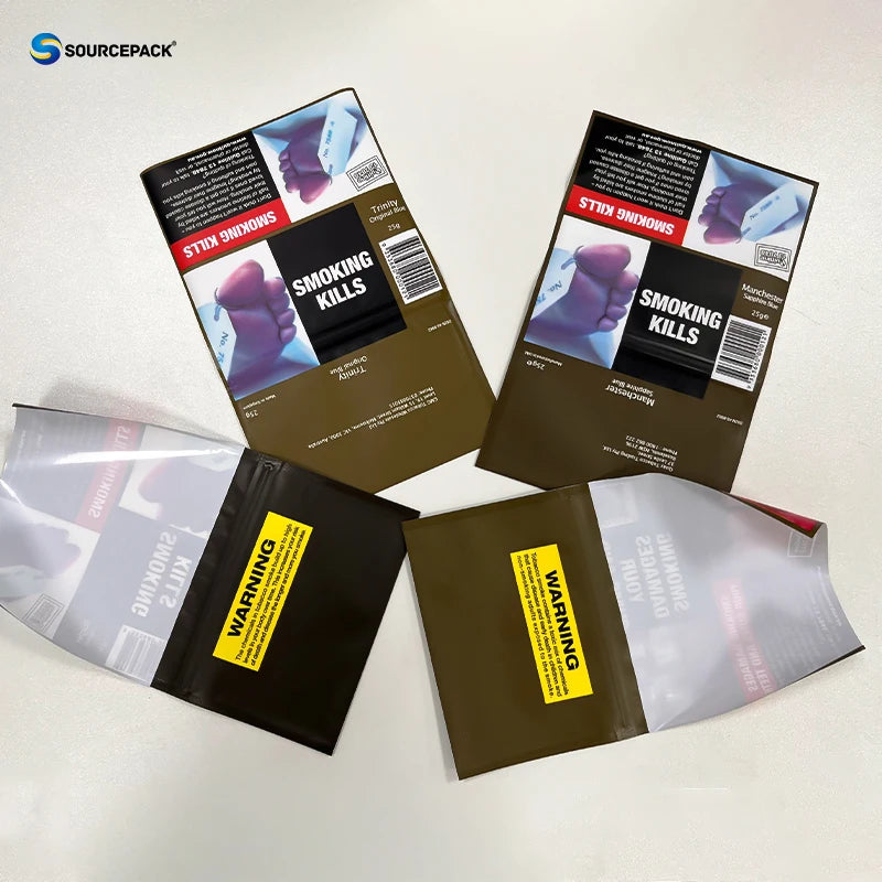 25g 50g 100g Wholesale Smell Proof Smoking Leaf Tobacco Bag Hand Rolling Tobacco Packaging Pouch with Zipper