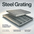 Serrated Bar Grate Steel Floor Decking Walkway Catwalk Platform Galvanized Steel Grating