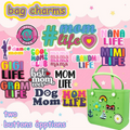 Tote Beach Letter Number Charms Pvc Big Size Mom Nana Life Party Girly Rubber Custom Beach Bag Charm Accessories Charm